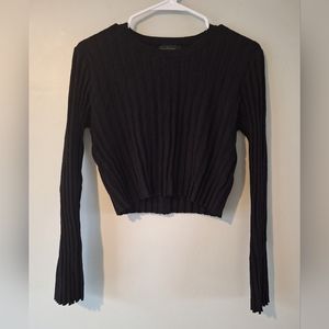 House of Harlow 1960 Sweater Women's Large Black Long Flare Sleeve Rib Knit Top